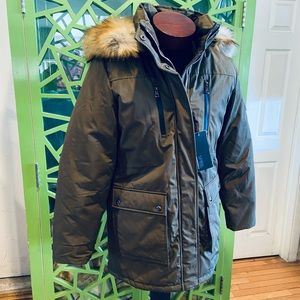 Spire by Galaxy Karr Olive Green Fur Hooded Winter Coat - NEW